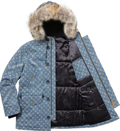 supreme louis vuitton blue winter jacket|louis vuitton supreme real.